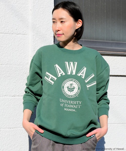 Johnbull Private labo(ジョンブルプライベートラボ)の「【+81BRANCA】カレッジスウェット / HAWAII(スウェット・レディース・グリーン・MEDIUM/X-LARGE)」の2枚目の写真