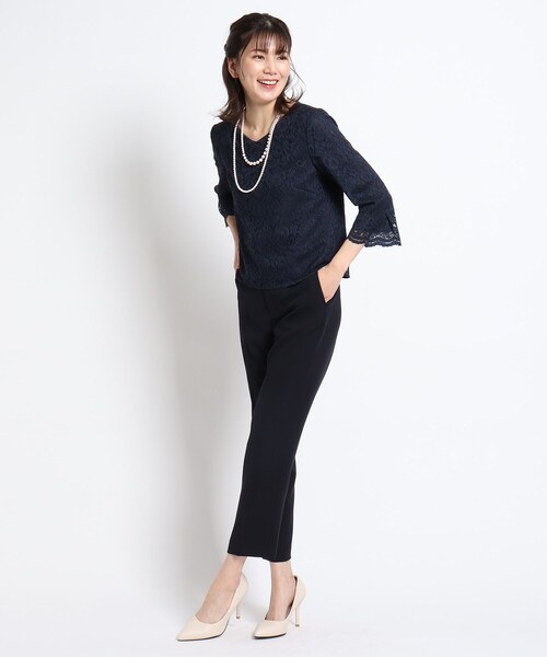 COUP DE CHANCE（クードシャンス）の「◆【フォーマル/入卒/スーツ/洗える/日本製】ムーンダブル ストレッチテーパードパンツ（スーツパンツ・レディース・ナチュラル/ダークネイビー・40/38/36/34）」の12枚目の写真