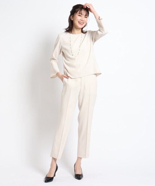 COUP DE CHANCE（クードシャンス）の「◆【フォーマル/入卒/スーツ/洗える/日本製】ムーンダブル ストレッチテーパードパンツ（スーツパンツ・レディース・ナチュラル/ダークネイビー・40/38/36/34）」の13枚目の写真