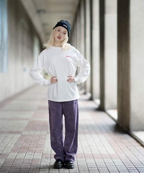 X-girl（エックスガール）の「BOX LOGO KNIT CAP（ニットキャップ/ビーニー・レディース・ブラック/グレー/オレンジ/ライトグリーン・ONE SIZE）」の5枚目の写真