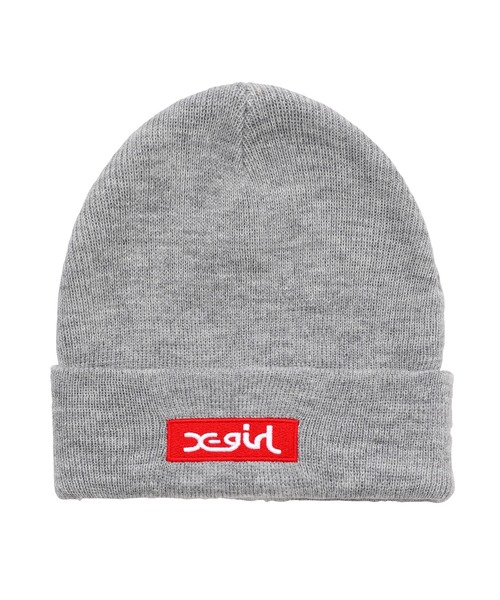 X-girl（エックスガール）の「BOX LOGO KNIT CAP（ニットキャップ/ビーニー・レディース・ブラック/グレー/オレンジ/ライトグリーン・ONE SIZE）」の15枚目の写真