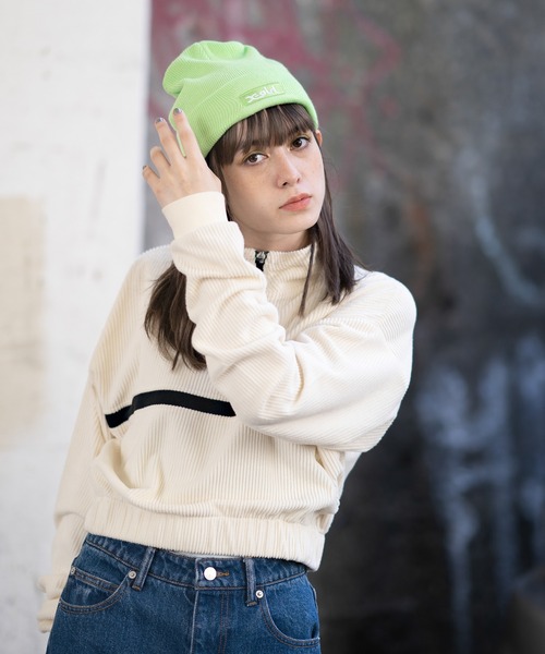X-girl（エックスガール）の「BOX LOGO KNIT CAP（ニットキャップ/ビーニー・レディース・ブラック/グレー/オレンジ/ライトグリーン・ONE SIZE）」の22枚目の写真
