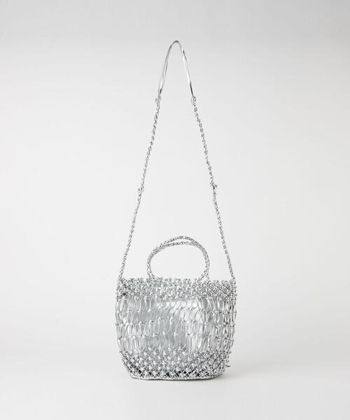 green label relaxing（グリーンレーベルリラクシング）の「HAND.M メッシュバッグ（ショルダーバッグ・レディース・シルバー/ダークグレー/イエロー/ホワイト・FREE）」の4枚目の写真