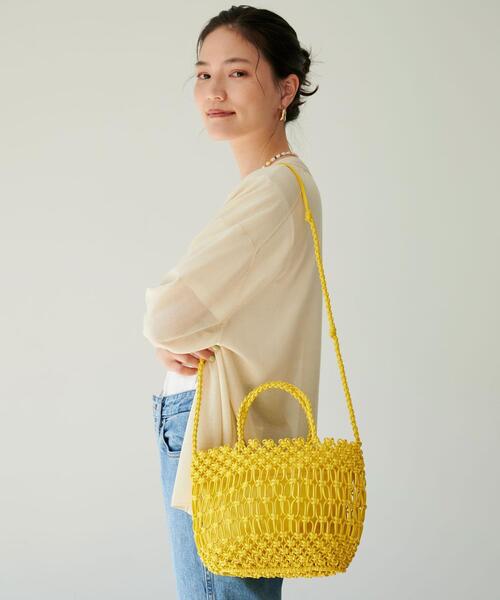 green label relaxing（グリーンレーベルリラクシング）の「HAND.M メッシュバッグ（ショルダーバッグ・レディース・シルバー/ダークグレー/イエロー/ホワイト・FREE）」の3枚目の写真