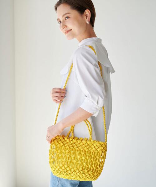 green label relaxing（グリーンレーベルリラクシング）の「HAND.M メッシュバッグ（ショルダーバッグ・レディース・シルバー/ダークグレー/イエロー/ホワイト・FREE）」の7枚目の写真