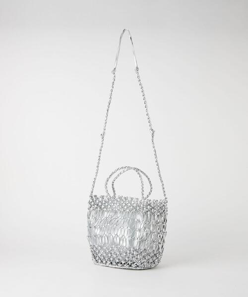 green label relaxing（グリーンレーベルリラクシング）の「HAND.M メッシュバッグ（ショルダーバッグ・レディース・シルバー/ダークグレー/イエロー/ホワイト・FREE）」の11枚目の写真