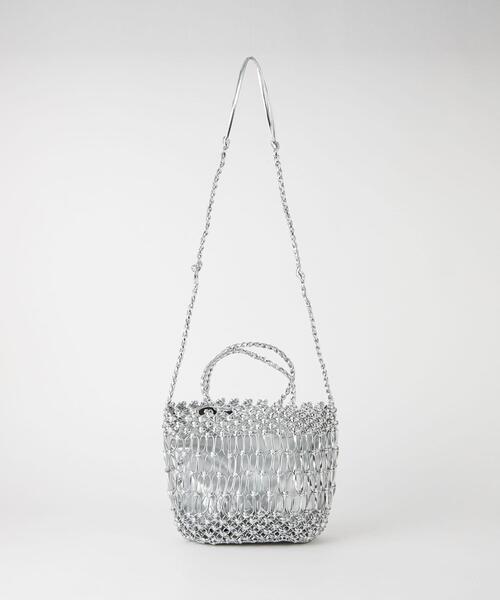 green label relaxing（グリーンレーベルリラクシング）の「HAND.M メッシュバッグ（ショルダーバッグ・レディース・シルバー/ダークグレー/イエロー/ホワイト・FREE）」の12枚目の写真