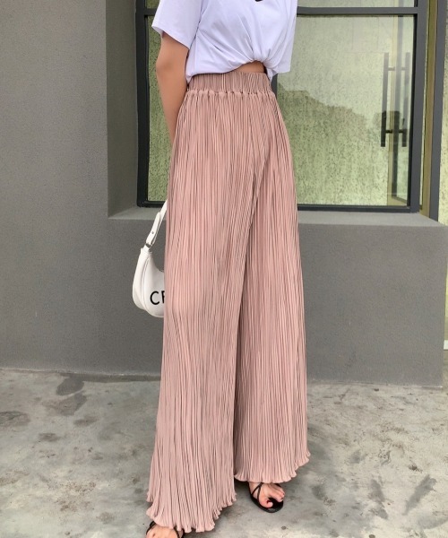 Diosfront（ディオスフロント）の「裾メロウプリーツワイドパンツ（その他パンツ・レディース・ベージュ/グリーン/チャコールグレー/ピンク・M/L）」の10枚目の写真