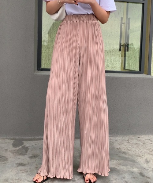 Diosfront（ディオスフロント）の「裾メロウプリーツワイドパンツ（その他パンツ・レディース・ベージュ/グリーン/チャコールグレー/ピンク・M/L）」の14枚目の写真
