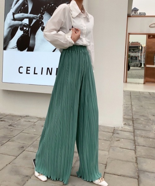 Diosfront（ディオスフロント）の「裾メロウプリーツワイドパンツ（その他パンツ・レディース・ベージュ/グリーン/チャコールグレー/ピンク・M/L）」の16枚目の写真