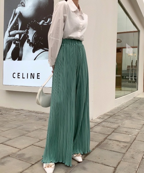 Diosfront（ディオスフロント）の「裾メロウプリーツワイドパンツ（その他パンツ・レディース・ベージュ/グリーン/チャコールグレー/ピンク・M/L）」の21枚目の写真