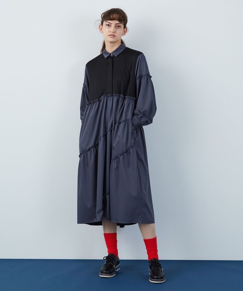 FRAPBOIS（フラボア）の「アドリアー ワンピース（ワンピース・レディース・チャコールグレー/グリーン系その他・1/0）」の2枚目の写真