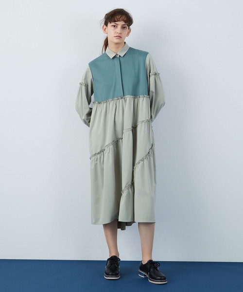 FRAPBOIS（フラボア）の「アドリアー ワンピース（ワンピース・レディース・チャコールグレー/グリーン系その他・1/0）」の11枚目の写真