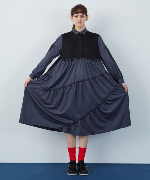 FRAPBOIS（フラボア）の「アドリアー ワンピース（ワンピース・レディース・チャコールグレー/グリーン系その他・1/0）」の17枚目の写真