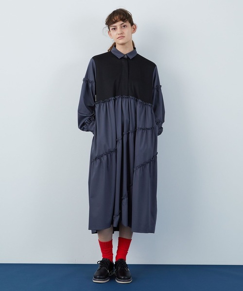 FRAPBOIS（フラボア）の「アドリアー ワンピース（ワンピース・レディース・チャコールグレー/グリーン系その他・1/0）」の18枚目の写真