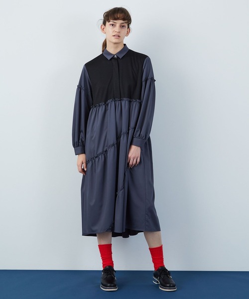 FRAPBOIS（フラボア）の「アドリアー ワンピース（ワンピース・レディース・チャコールグレー/グリーン系その他・1/0）」の19枚目の写真