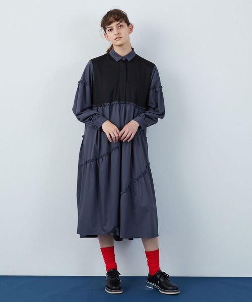 FRAPBOIS（フラボア）の「アドリアー ワンピース（ワンピース・レディース・チャコールグレー/グリーン系その他・1/0）」の22枚目の写真