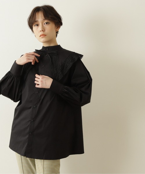 N.（N. Natural Beauty Basic）（エヌエヌナチュラルビューティーベーシック）の「◆レースカラーチュニックブラウス（Tシャツ/カットソー・レディース・ブラック/オフホワイト/ブルー・MEDIUM）」の15枚目の写真