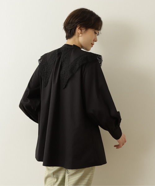 N.（N. Natural Beauty Basic）（エヌエヌナチュラルビューティーベーシック）の「◆レースカラーチュニックブラウス（Tシャツ/カットソー・レディース・ブラック/オフホワイト/ブルー・MEDIUM）」の21枚目の写真