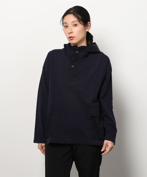 quadro(クオドロ)の「14/1エメラルド天竺プルパーカー(パーカー・レディース・サンドベージュ/ダークネイビー/グレー/キャメル/モカ・FREE)」の15枚目の写真