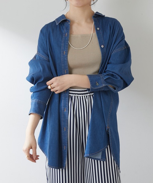 SHENERY（シーナリー）の「テンセルライクBIGデニムシャツ（シャツ/ブラウス・レディース・ライトブルー/ブルー・FREE）」の16枚目の写真