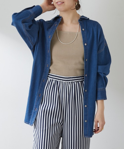 SHENERY（シーナリー）の「テンセルライクBIGデニムシャツ（シャツ/ブラウス・レディース・ライトブルー/ブルー・FREE）」の17枚目の写真