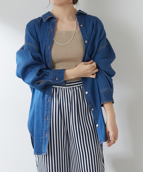 SHENERY（シーナリー）の「テンセルライクBIGデニムシャツ（シャツ/ブラウス・レディース・ライトブルー/ブルー・FREE）」の18枚目の写真