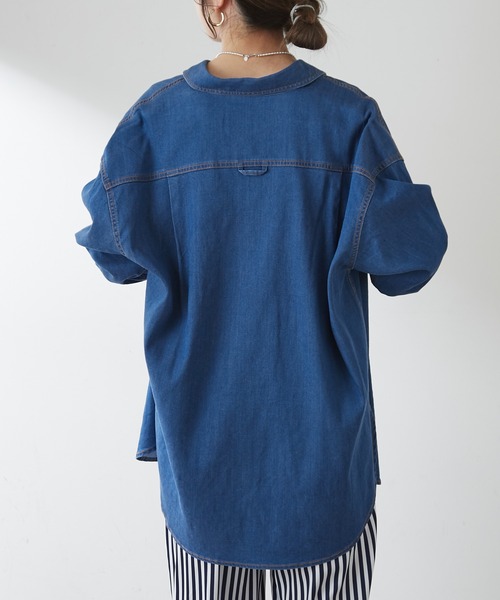 SHENERY（シーナリー）の「テンセルライクBIGデニムシャツ（シャツ/ブラウス・レディース・ライトブルー/ブルー・FREE）」の21枚目の写真