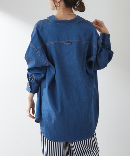 SHENERY（シーナリー）の「テンセルライクBIGデニムシャツ（シャツ/ブラウス・レディース・ライトブルー/ブルー・FREE）」の22枚目の写真