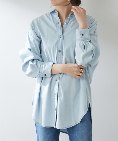 SHENERY（シーナリー）の「テンセルライクBIGデニムシャツ（シャツ/ブラウス・レディース・ライトブルー/ブルー・FREE）」の5枚目の写真