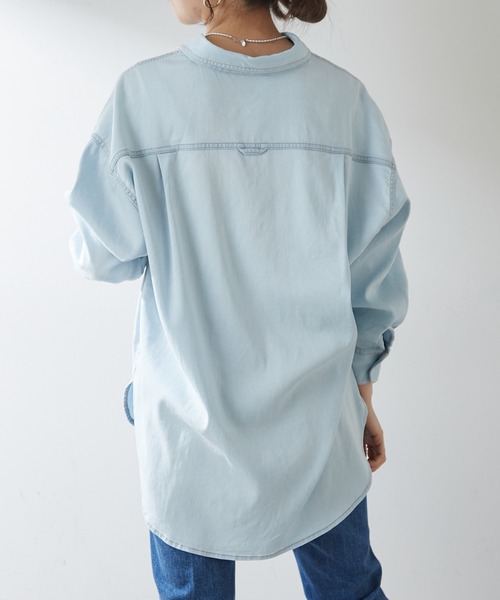 SHENERY（シーナリー）の「テンセルライクBIGデニムシャツ（シャツ/ブラウス・レディース・ライトブルー/ブルー・FREE）」の8枚目の写真