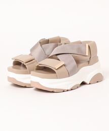 厚底クロスストラップサンダル