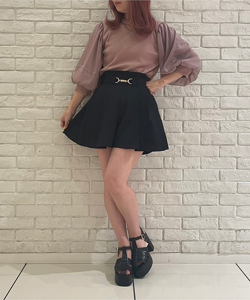 YOKO CHAN 新品未使用ブラック プリーツ キュロット Fサイズ abc une face（アーベーセーアンフェイス）の「サイドプリーツ