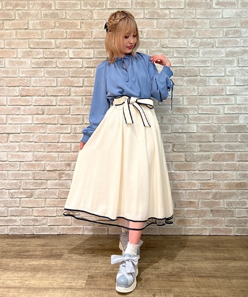 axesfemmePOETIQUE パイピングバックフリルSK・￼新品 axes femme POETIQUE（アクシーズファムポエティック）の