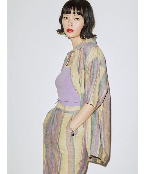 jouetie（ジュエティ）の「マルチストライプパターンシャツ【セットアップ対応】（シャツ/ブラウス・レディース・ブラック/イエロー/ブルー・MEDIUM）」の3枚目の写真