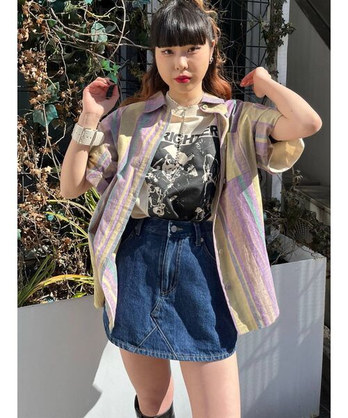 jouetie（ジュエティ）の「マルチストライプパターンシャツ【セットアップ対応】（シャツ/ブラウス・レディース・ブラック/イエロー/ブルー・MEDIUM）」の4枚目の写真