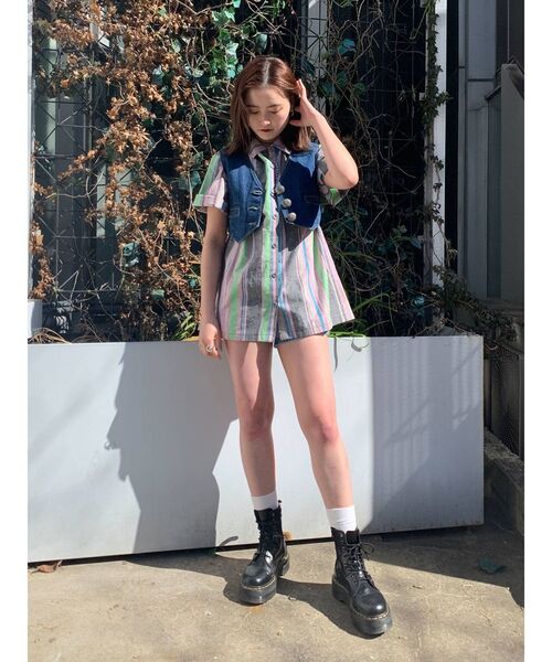 jouetie（ジュエティ）の「マルチストライプパターンシャツ【セットアップ対応】（シャツ/ブラウス・レディース・ブラック/イエロー/ブルー・MEDIUM）」の9枚目の写真