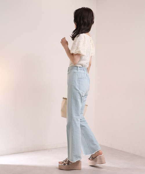 one after another NICE CLAUP（ワンアフターアナザーナイスクラップ）の「胸あきしぼしぼトップス（Tシャツ/カットソー・レディース・オフホワイト/ブラック/サーモンピンク・FREE）」の21枚目の写真