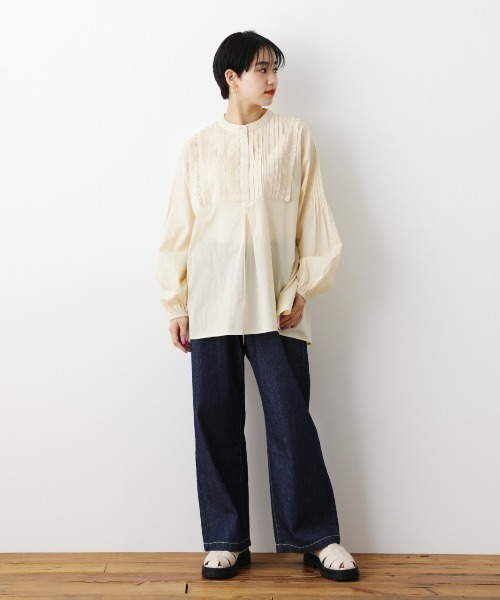 RODEO CROWNS WIDE BOWL(ロデオクラウンズワイドボウル)の「ピンタック袖ボリュームシャツ(シャツ/ブラウス・レディース・ホワイト/ブラック/イエロー・FREE)」の8枚目の写真