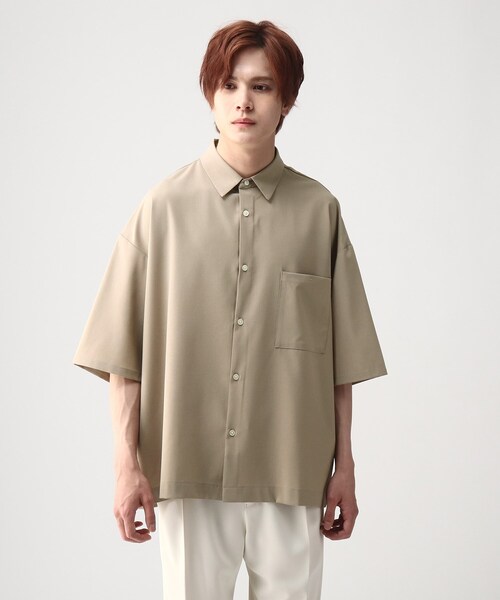 tk.TAKEO KIKUCHI(ティーケータケオキクチ)の「◆COOL MAX(R)ポリトロ抗菌BIGシャツ(シャツ/ブラウス・メンズ・ブラック/ダークブラウン/ベージュ/グレー系4・01/02/03/04)」の9枚目の写真