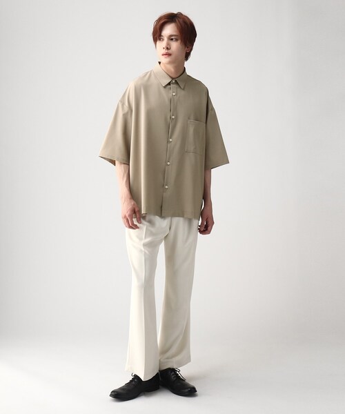 tk.TAKEO KIKUCHI(ティーケータケオキクチ)の「◆COOL MAX(R)ポリトロ抗菌BIGシャツ(シャツ/ブラウス・メンズ・ブラック/ダークブラウン/ベージュ/グレー系4・01/02/03/04)」の14枚目の写真
