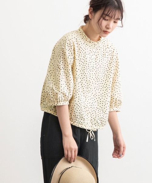 POU DOU DOU(プードゥドゥ)の「エンブロイダリー・ドット フリル衿5分袖ブラウス(シャツ/ブラウス・レディース・オフホワイト/ブラック/ベージュ・3)」の12枚目の写真