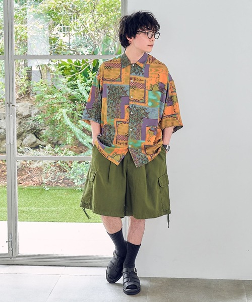 RAGEBLUE（レイジブルー）の「ミリタリーワイドカーゴショーツ（カーゴパンツ・メンズ・オリーブ/オフホワイト/ブラック・MEDIUM/LARGE）」の14枚目の写真