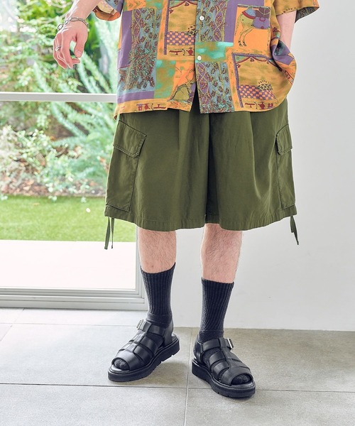 RAGEBLUE（レイジブルー）の「ミリタリーワイドカーゴショーツ（カーゴパンツ・メンズ・オリーブ/オフホワイト/ブラック・MEDIUM/LARGE）」の6枚目の写真