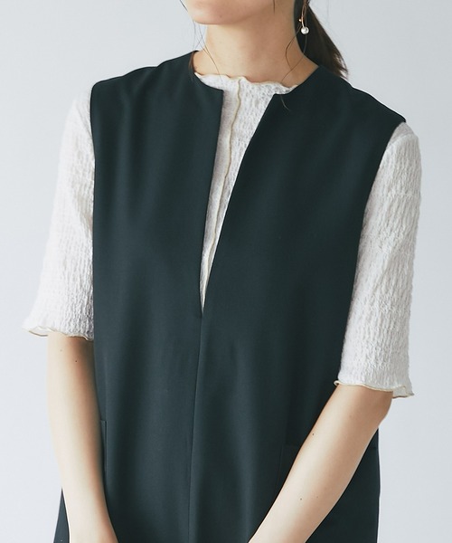 un dix cors（アンディコール）の「インナーに大活躍　ボートネック配色メロウプルオーバー（Tシャツ/カットソー・レディース・ブラック/オフホワイト/オレンジ・FREE）」の19枚目の写真