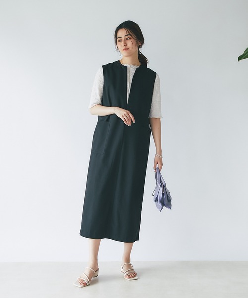 un dix cors（アンディコール）の「インナーに大活躍　ボートネック配色メロウプルオーバー（Tシャツ/カットソー・レディース・ブラック/オフホワイト/オレンジ・FREE）」の17枚目の写真