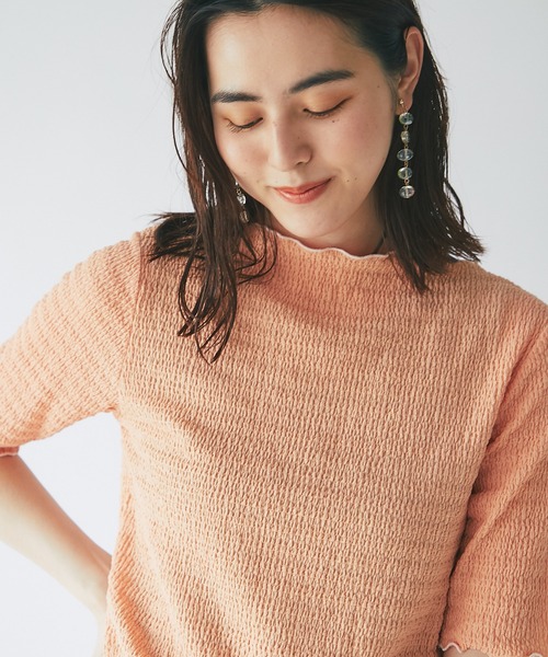 un dix cors（アンディコール）の「インナーに大活躍　ボートネック配色メロウプルオーバー（Tシャツ/カットソー・レディース・ブラック/オフホワイト/オレンジ・FREE）」の15枚目の写真