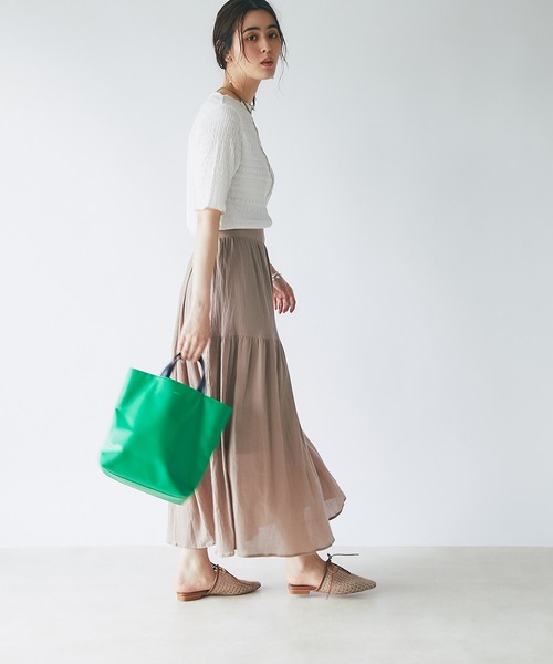 un dix cors（アンディコール）の「インナーに大活躍　ボートネック配色メロウプルオーバー（Tシャツ/カットソー・レディース・ブラック/オフホワイト/オレンジ・FREE）」の11枚目の写真