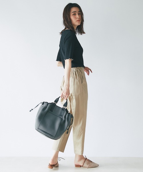 un dix cors（アンディコール）の「インナーに大活躍　ボートネック配色メロウプルオーバー（Tシャツ/カットソー・レディース・ブラック/オフホワイト/オレンジ・FREE）」の14枚目の写真