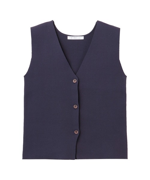 ETRE TOKYO コットンリネンハイゲージニットベスト ネイビー New